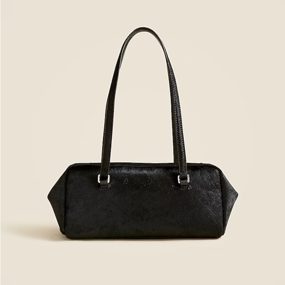 J. Crew “Delphine” Classic Black Shoulder Bag - Calf Hair, Black Color